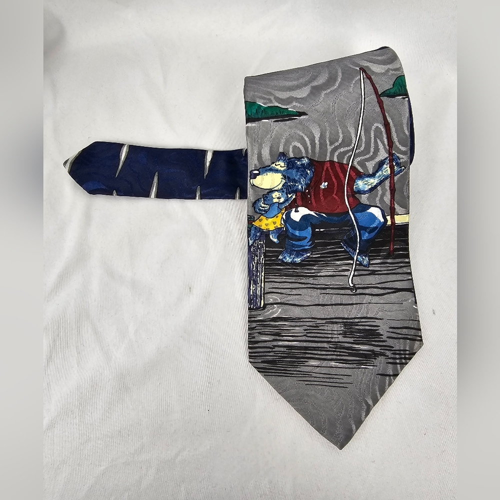 Gone Fishing Hallmark SpecialTies Fun Printed Satin Neck Tie